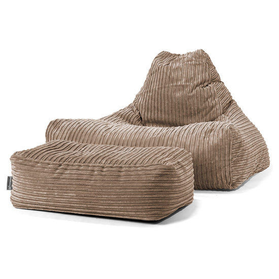 Pouf Fauteuil Relax - Côtelé Moka 02