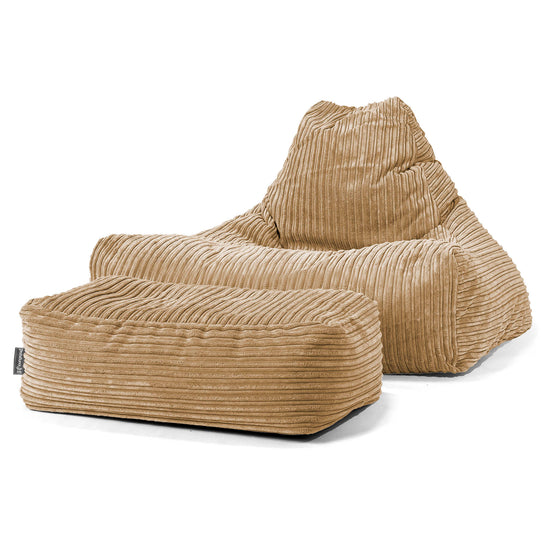 Pouf Fauteuil Relax - Côtelé Sable 02