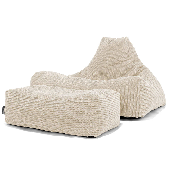 Pouf Fauteuil Relax - Pompon Crème 02