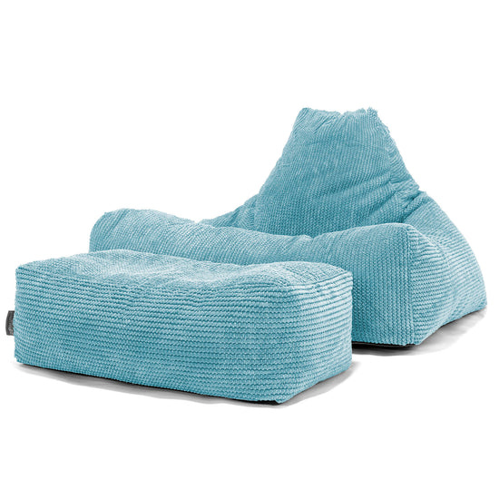Pouf Fauteuil Relax - Pompon Mer égée 02