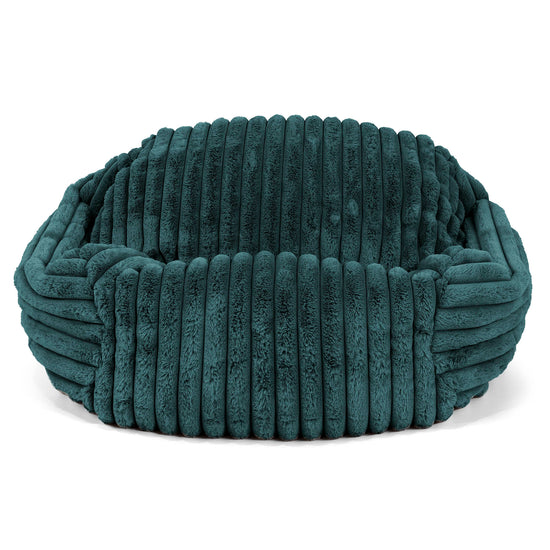 Pouf Fauteuil Sabine - Velours Côtelé Ultra Pelucheux Bleu Canard 01