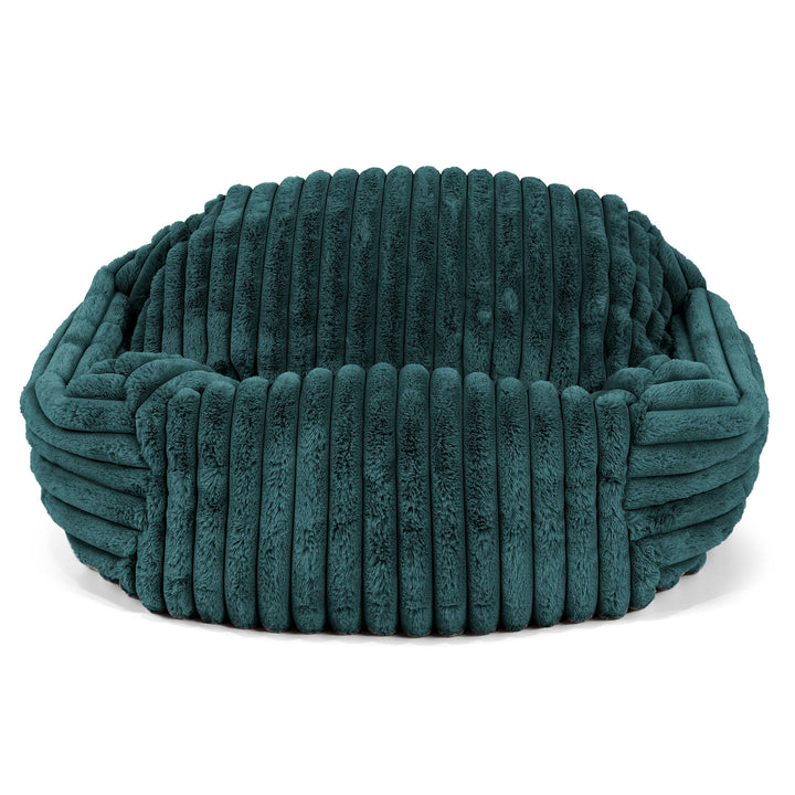 Pouf Fauteuil Sabine - Velours Côtelé Ultra Pelucheux Bleu Canard 01