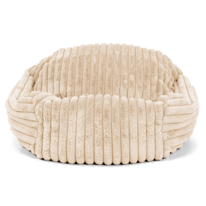 Pouf Fauteuil Sabine - Velours Côtelé Ultra Pelucheux Crème 01