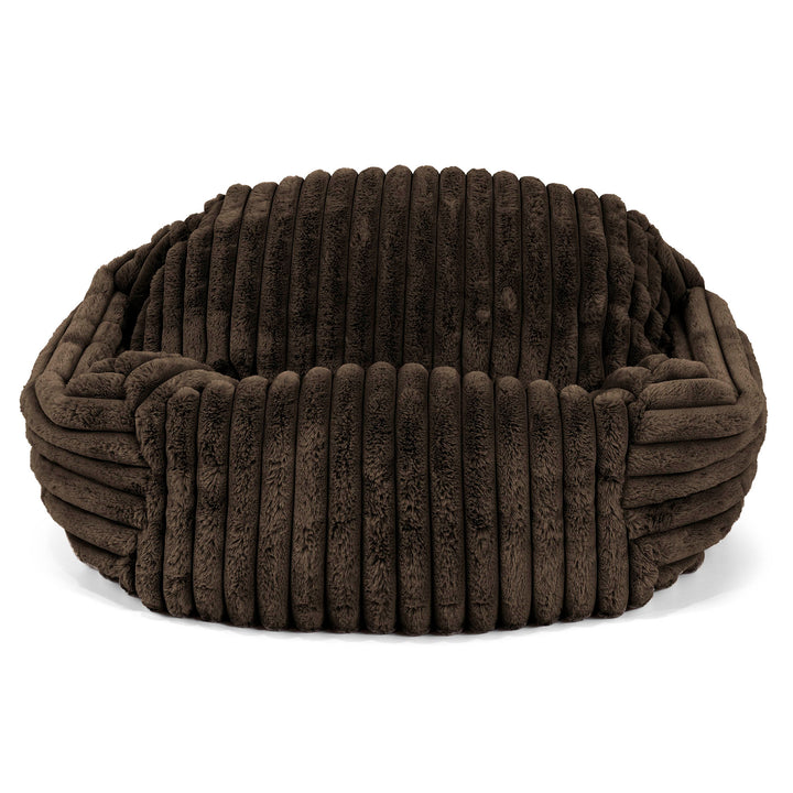 Pouf Fauteuil Sabine - Velours Côtelé Ultra Pelucheux Marron Meuse 01