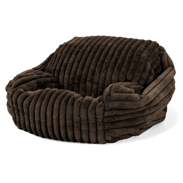 Pouf Fauteuil Sabine - Velours Côtelé Ultra Pelucheux Marron Meuse 02