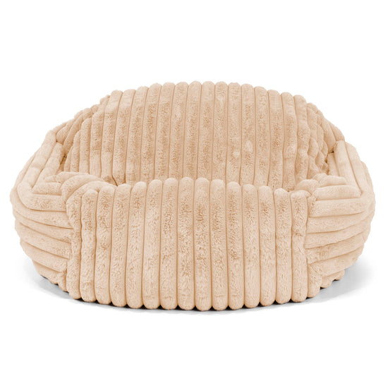 Pouf Fauteuil Sabine - Velours Côtelé Ultra Pelucheux Pêche 01