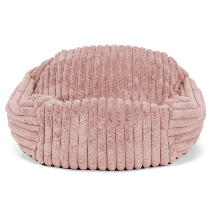 Pouf Fauteuil Sabine - Velours Côtelé Ultra Pelucheux Rose Pastel 01