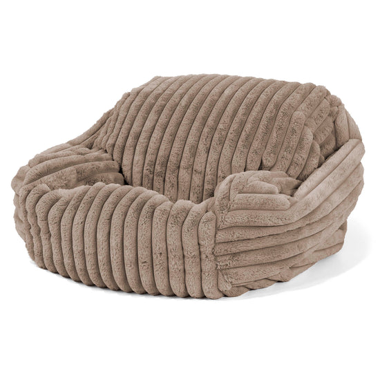 Pouf Fauteuil Sabine - Velours Côtelé Ultra Pelucheux Vison 02