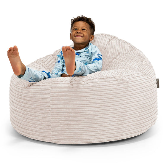 Pouf Géant Câlinou pour Enfants 3-8 ans - Côtelé Ivoire 01