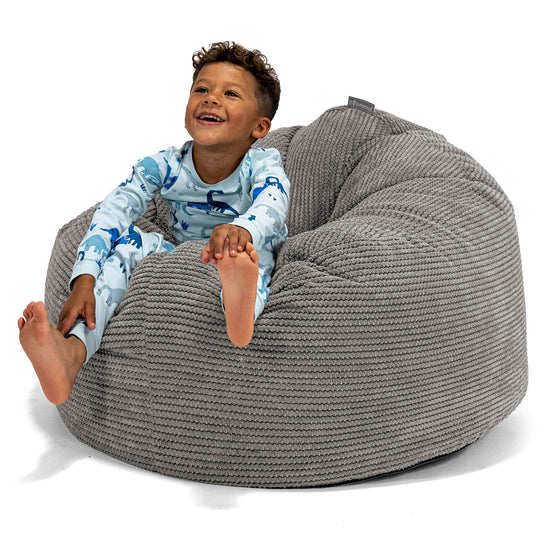 Pouf Géant Câlinou pour Enfants 3-8 ans - Pompon Anthracite 01