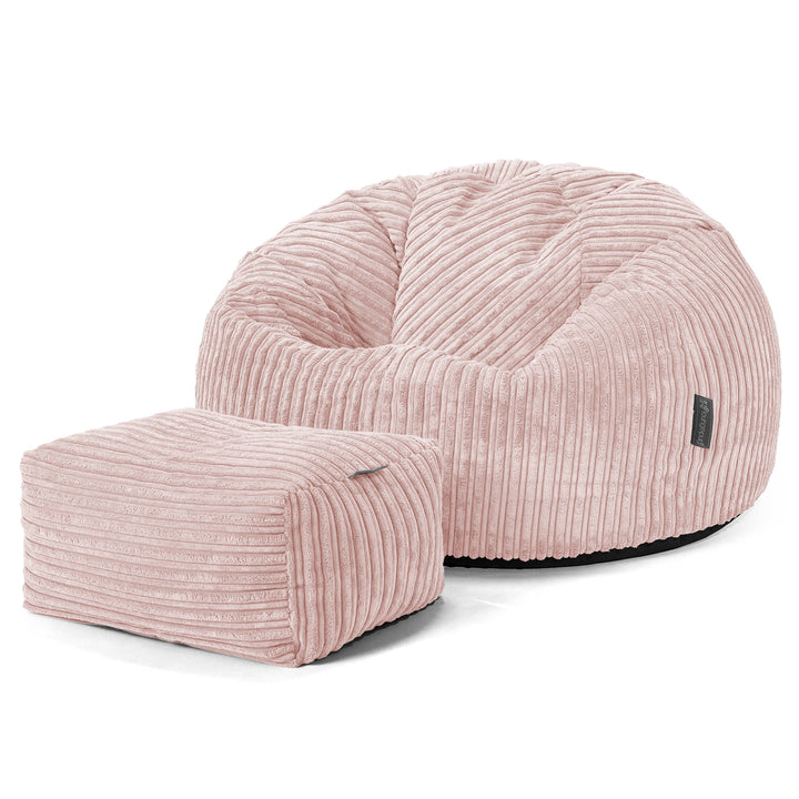 Pouf Poire Classique - Côtelé Rose 02