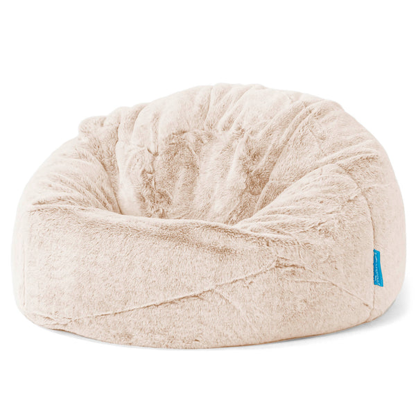 Pouf Poire Classique Enfant - Fausse Fourrure Lapin Blanc 01