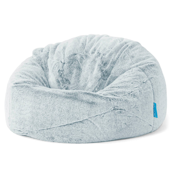 Pouf Poire Classique Enfant - Fausse Fourrure Lapin Bleu Pastel 01