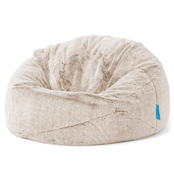 Pouf Poire Classique Enfant - Fausse Fourrure Lapin Brun Doré 01