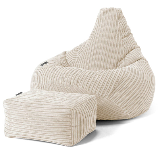 Pouf Poire Gamer - Côtelé Crème 01
