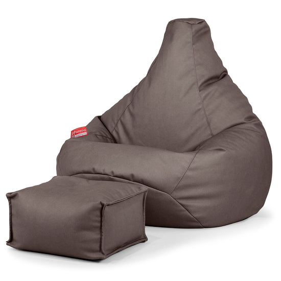 Pouf Poire Gamer - Cuir Végan Chocolat 01