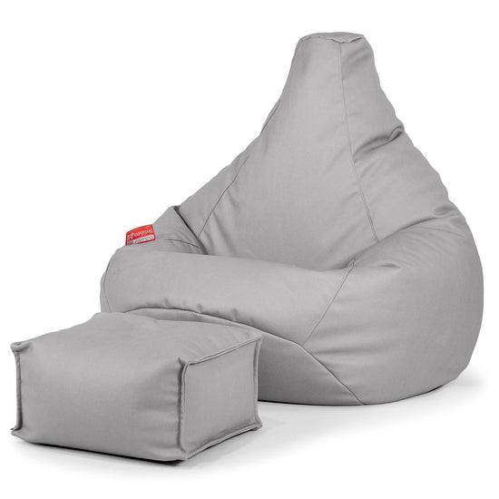 Pouf Poire Gamer - Cuir Végan Gris 01