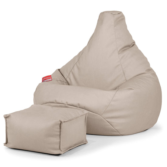 Pouf Poire Gamer - Cuir Végan Ivoire 01