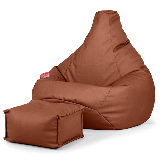 Pouf Poire Gamer - Cuir Végan Marron 01