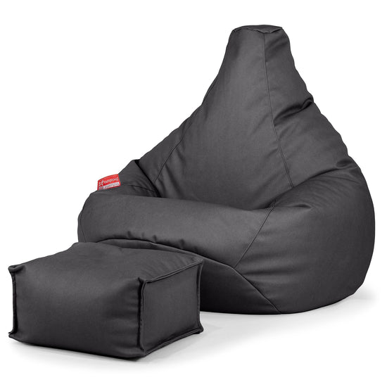 Pouf Poire Gamer - Cuir Végan Noir 01