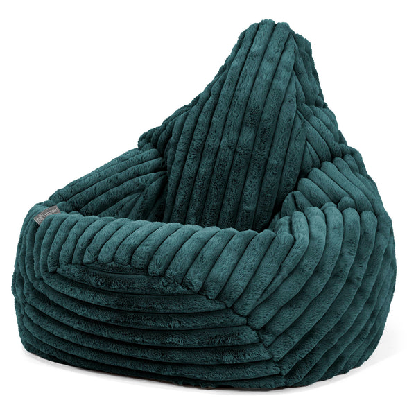 Pouf Poire Gamer - Velours Côtelé Ultra Pelucheux Bleu Canard 01