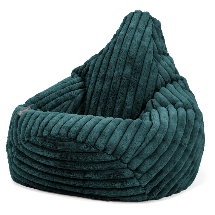 Pouf Poire Gamer - Velours Côtelé Ultra Pelucheux Bleu Canard 02