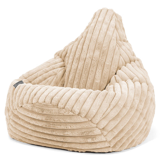 Pouf Poire Gamer - Velours Côtelé Ultra Pelucheux Crème 02