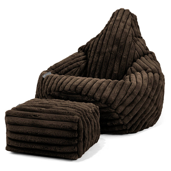 Pouf Poire Gamer - Velours Côtelé Ultra Pelucheux Marron Meuse 01