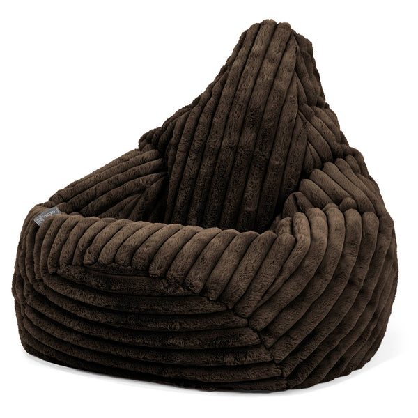 Pouf Poire Gamer - Velours Côtelé Ultra Pelucheux Marron Meuse 01