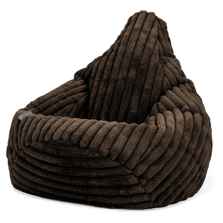 Pouf Poire Gamer - Velours Côtelé Ultra Pelucheux Marron Meuse 02
