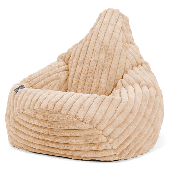 Pouf Poire Gamer - Velours Côtelé Ultra Pelucheux Pêche 02