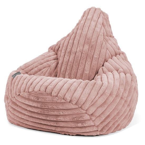 Pouf Poire Gamer - Velours Côtelé Ultra Pelucheux Rose Pastel 02