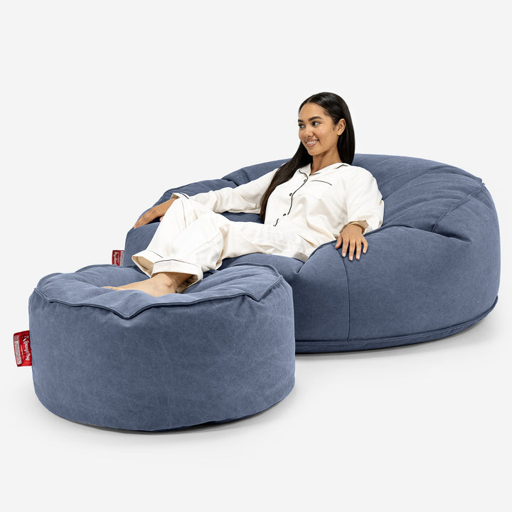 Canapé Pouf Géant Grande Mammouth - Stonewashed Bleu Marine 02