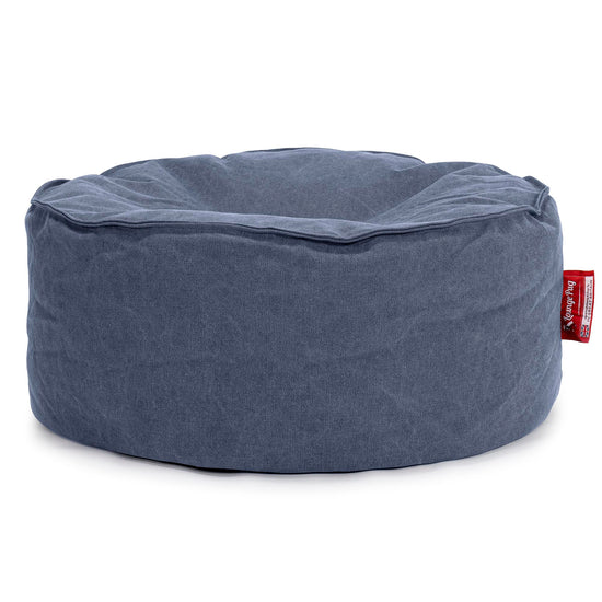 LOUNGE PUG - Stonewashed - Pouf Design Rond - Bleu Marine