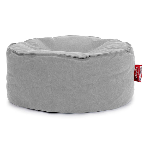 LOUNGE PUG - Stonewashed - Pouf Design Rond - Gris