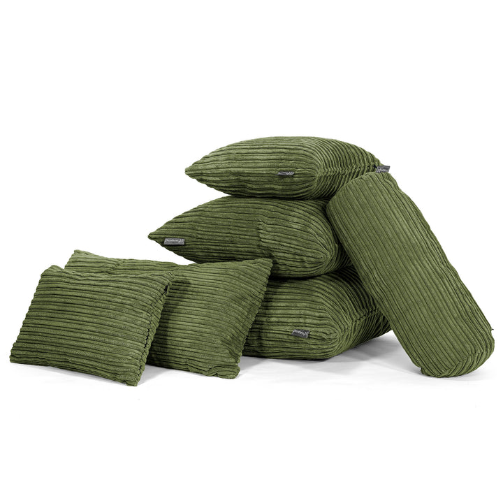 Housse de Traversin 20 x 55cm - Côtelé Vert Forêt 04