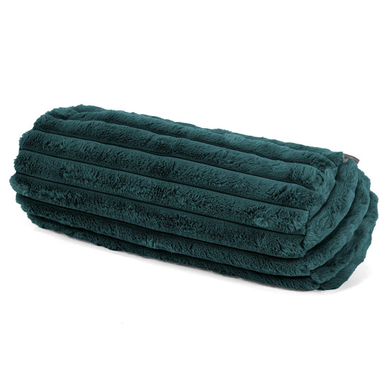 Housse de Traversin 20 x 55cm - Velours Côtelé Ultra Pelucheux Bleu Canard 01