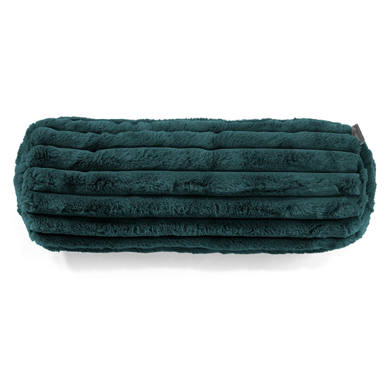 Housse de Traversin 20 x 55cm - Velours Côtelé Ultra Pelucheux Bleu Canard 02