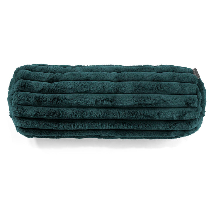 Housse de Traversin 20 x 55cm - Velours Côtelé Ultra Pelucheux Bleu Canard 02