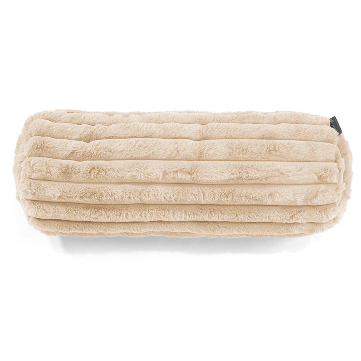Housse de Traversin 20 x 55cm - Velours Côtelé Ultra Pelucheux Crème 02