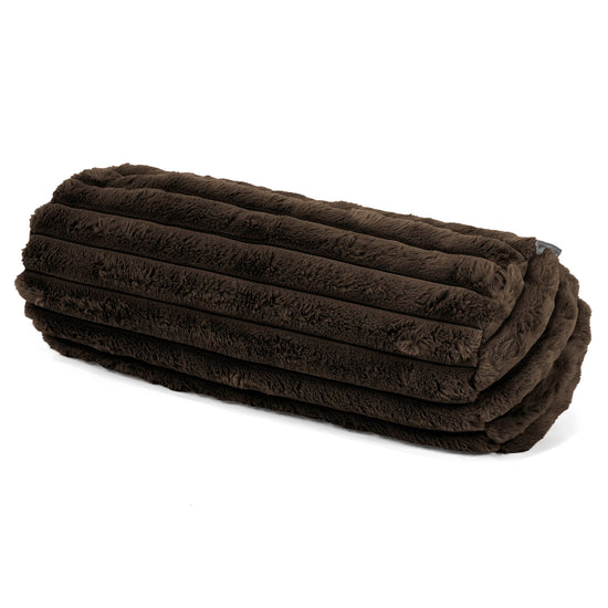 Housse de Traversin 20 x 55cm - Velours Côtelé Ultra Pelucheux Marron Meuse 01