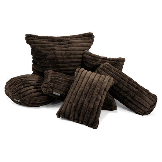 Housse de Traversin 20 x 55cm - Velours Côtelé Ultra Pelucheux Marron Meuse 03