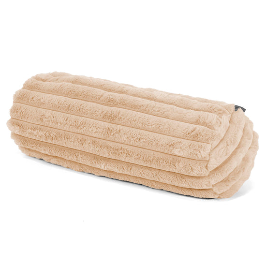 Housse de Traversin 20 x 55cm - Velours Côtelé Ultra Pelucheux Pêche 01