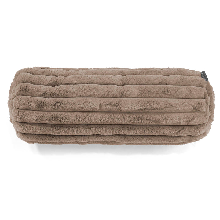 Housse de Traversin 20 x 55cm - Velours Côtelé Ultra Pelucheux Vison 02