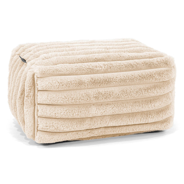 Petit Repose Pied - Velours Côtelé Ultra Pelucheux Crème 01