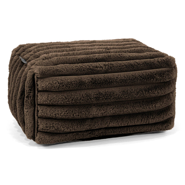 Petit Repose Pied - Velours Côtelé Ultra Pelucheux Marron Meuse 01