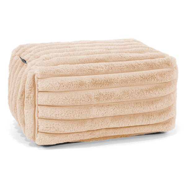 Petit Repose Pied - Velours Côtelé Ultra Pelucheux Pêche 01
