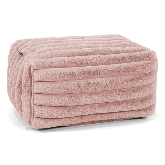 Petit Repose Pied - Velours Côtelé Ultra Pelucheux Rose Pastel 01
