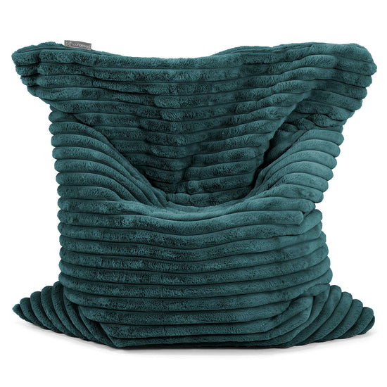 Pouf Géant XXL - Velours Côtelé Ultra Pelucheux Bleu Canard 01