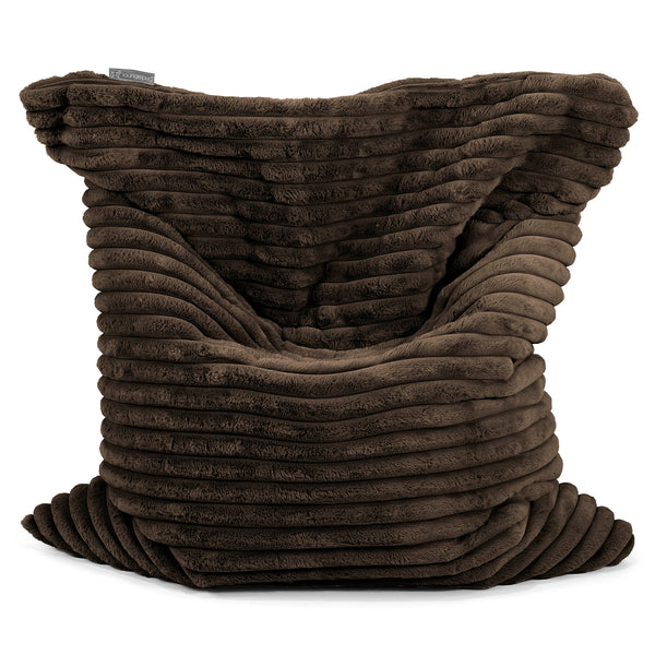 Pouf Géant XXL - Velours Côtelé Ultra Pelucheux Marron Meuse 01